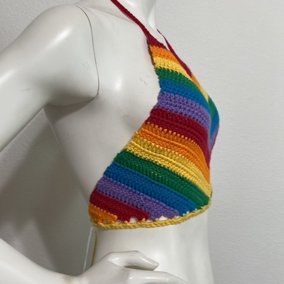 Hand Made Crochet Pride Crop Top - Picture 3 of 5